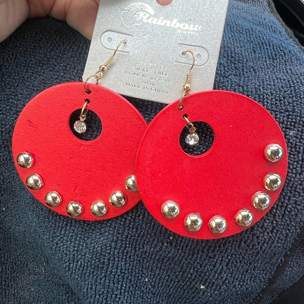 Rainbow red earrings